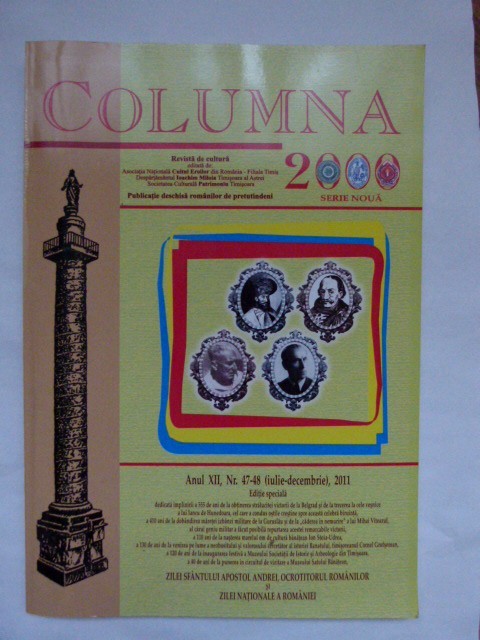 BANAT- COLUMNA 2000, REVISTA DE CULTURA, TIMISOARA, NR. 47-48, 2011