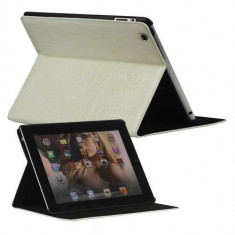 Husa iPad 4 Wi-Fi + 4G Piele De Crocodil Folio Cu Stand Alba foto