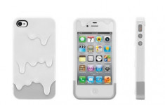 Husa plastic alb gri MELT Iphone 4 4s + folie protectie ecran foto