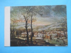 HOPCT 11104 FELICITARE DE CRACIUN -,,LA MULTI ANI ,,PICTURA DENIS VAN ALSLOOT [ 1570-1626]-PEISAJ DE IARNA / [ CIRCULATA ] foto