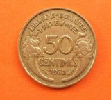 FRANTA 50 CENTIMES 1932 / VARIANTA CU 9 INCHIS