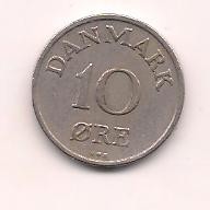 No(3) moneda-DANEMARCA -10 ORE 1955 foto