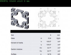 PROFIL ALUMINIU 80X80 MM SLOT 8 MM, CNC , 3D PRINTER foto