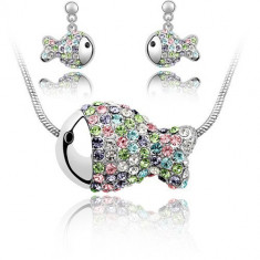 Set Small Fish placat cu aur de 18 k si realizat cu cristale Swarovski Elements foto