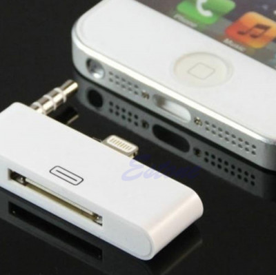 adaptor incarcare audio Convertor iPhone 5 5S iPod audio 8 Pin to 30 Audio foto
