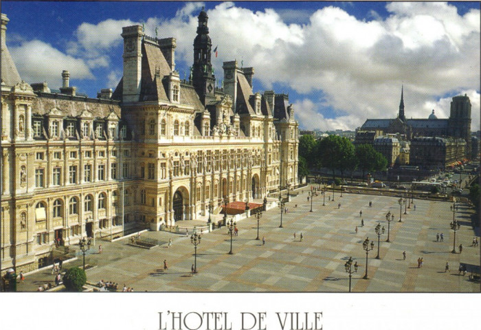 Carte postala FR003 Paris - L&#039;Hotel-de-Ville, et, au fond, la cathedrale Notre-Dame - necirculata [5]