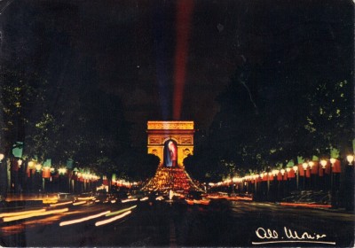 Carte postala FR026 Paris -Les Champs Elysees et l&amp;#039;Arc de Triomphe, de nuit foto