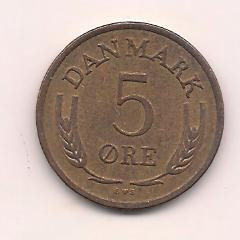 No(3) moneda-DANEMARCA -5 ORE 1972 foto