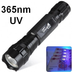 Lanterna UV de 365nm Ultraviolet cu acumulator Li-ion 18650 foto