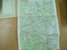 Cluj Turda Zalau harta color conform impartirii administrative din 1928 Cartograf M. D. Moldoveanu foto