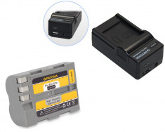 PATONA | Incarcator 4in1 USB micro-USB + Acumulator compatibil Nikon EN-EL3e ENEL3e ENEL3 EN-EL3 D50 D70s D80 D90 D100 D200 | 1300 mAh foto