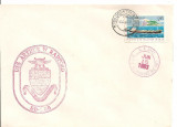 INTREG POSTAL 4816 ROMANIA, FILATELIE TEMATICA MARINA, PLIC OCAZIONAL, DATAT 15.06.1983, VIZITA NAVA USS ARTHUR W RADFORD IN PORT CONSTANTA, STAMPILA., Dupa 1950