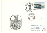 INTREG POSTAL 4805 ROMANIA, FILATELIE TEMATICA MARINA, PLIC OCAZIONAL, DATAT 13.08.1991, VIZITA VAPOR USS BELKNAP IN PORT CONSTANTA, STAMPILA VAPOR., Dupa 1950