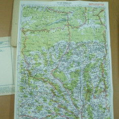 Targu Jiu harta color conform impartirii administrative din 1928 Cartograf M. D. Moldoveanu