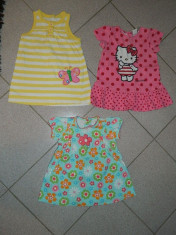 Set de trei rochite pentru fetite, marimea 9-12 luni, 1-2 ani, ideale de zi cu zi foto