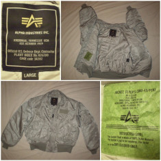 Geaca Pilot Alpha Industries CWU 45P Flight Jacket -aviator de zbor aviatie gri foto