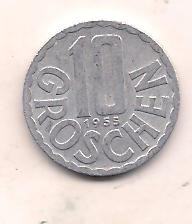 No(1) moneda-AUSTRIA -10 Groschen 1955 foto