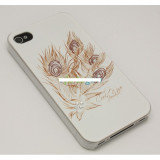 Husa bumper iPhone 4 4S brown feather OFHi4J001, Alb
