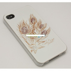Husa bumper iPhone 4 4S brown feather OFHi4J001