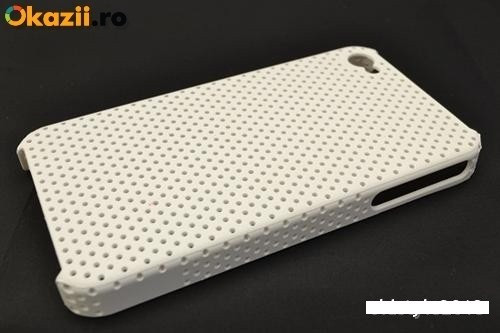 Husa bumper iPhone 4 4s perforata alba