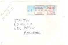 INTREG POSTAL 4850 FRANTA, ROMANIA, 11.10.1993, PLIC CIRCULAT, ETICHETA PRIORITAIRE / PRIORITY, TIMBRU MECANIC, ECHANGE PHILATELIQUE PE VERSO.