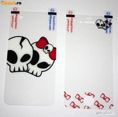 Folie protectie fata si spate Cute Skull iPhone 4 4s foto