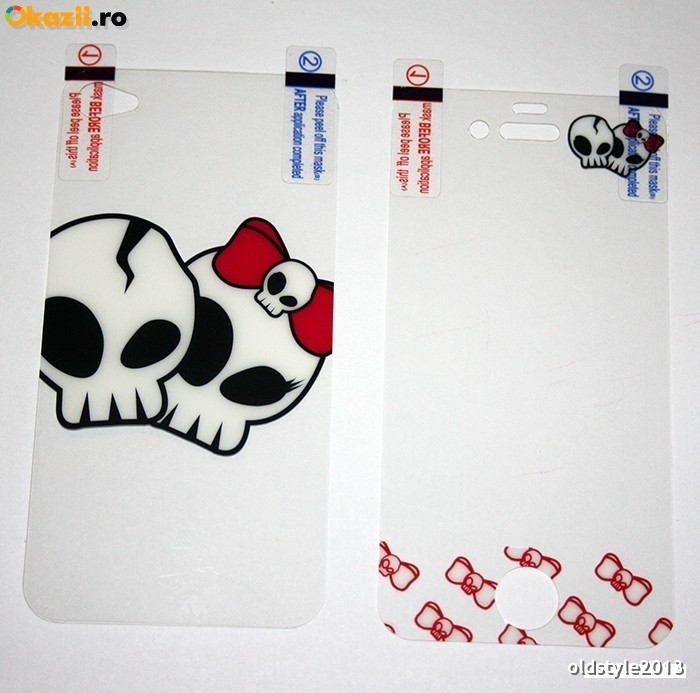 Folie protectie fata si spate Cute Skull iPhone 4 4s