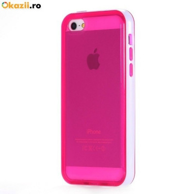 Bumper husa plastic TPU iPhone 4 4s roz foto