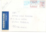 INTREG POSTAL 4849 FRANTA, ROMANIA, 12.11.1993, PLIC CIRCULAT, ETICHETA PRIORITAIRE / PRIORITY, AVION, TIMBRU MECANIC, STAMPILE.