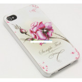 Husa bumper iPhone 4 4S pink rose OFHi4NJ018, Negru
