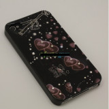 Husa bumper iPhone 4 4S love night Swarovski OFHi4J007, Negru