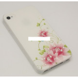 Husa bumper iPhone 4 4s pure flower Swarovski OFHi4J010, Negru