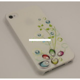 Husa bumper iPhone 4 4S simplicity Swarovski OFHi4J004, Alb