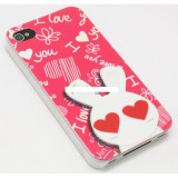 Husa bumper iPhone 4 4S love white bunny OFHi4NJ012, Negru