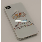 Husa bumper iPhone 4 4S queen of effing Swarovski OFHi4J002, Alb
