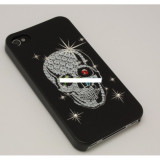 Husa bumper iPhone 4 4S bright skull Swarovski OFHi4J005, Alb