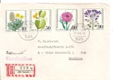 INTREG POSTAL 4881 GERMANIA, ROMANIA, PLIC CIRCULAT, TIMBRE SERIE COMPLETA, FLORI, 1980, SUPRATAXA, SCRISOARE RECOMANDATA., Dupa 1950