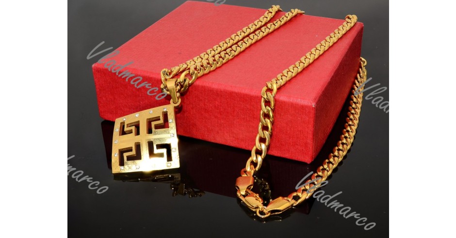 Lant si Pandantiv Model Versace inox Cuban | arhiva Okazii.ro