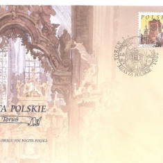 INTREG POSTAL 4886 POLONIA, PLIC PRIMA ZI, FDC, MIASTRA POLSKIE, TORUN, 2003, ARTA, SERIE COMPLETA.