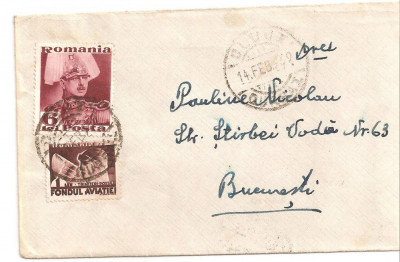 INTREG POSTAL 4858, ROMANIA, BUCURESTI, 14.02.1939, STAMPILE, TIMBRE POSTAL SI FISCAL, CAROL AL II- LEA, FONDUL AVIATIEI. foto