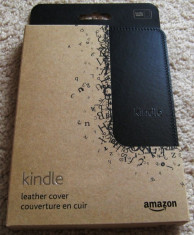 Husa Kindle 4,5 - 6&amp;quot; - PIELE Naturala - Originala Amazon - NOUA - neagra / mov foto