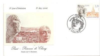 INTREG POSTAL 4863, FRANTA, FDC, PLIC PRIMA ZI, PASSE - PRESENCES DE CLUNY, DESSIN DE P. ALBUISSON, 23.06.1990, ARTA foto