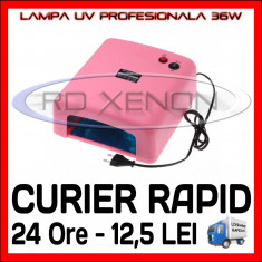 LAMPA UV 36W PROFESIONALA ROZ, MANICHIURA UNGHII FALSE GEL UV - 4 BECURI 9W INCLUSE - PRET MINIM, CALITATE MAX foto