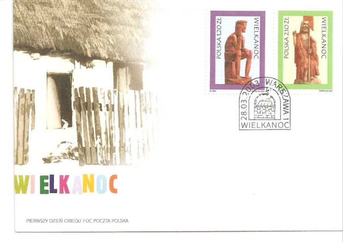 INTREG POSTAL 4882 POLONIA, PLIC PRIMA ZI, FDC, SCULPTURA, ARTA, TRADITIE.