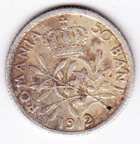 1.Romania,50 BANI 1912,argint foto