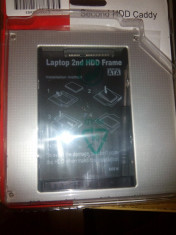12.7mm IDE-SATA caddy 2nd HDD/SSD adaptor rack. Compatibil inclusiv macbook foto