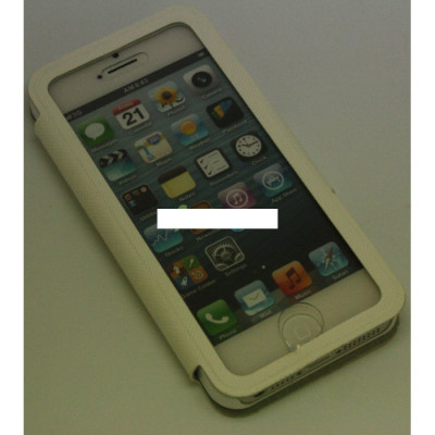 Husa piele iPhone 5 5s alba acryl foto
