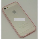 Bumper husa silicon iPhone 5 dungi roz, Alb