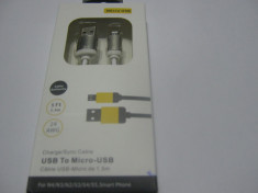 Cablu micro USB Samsung Galaxy S2 S3 S4 - capete metalice - 1.5 metri lungi foto