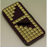 Husa bumper piele ecologica iPhone 5 cu tinte aurii, Negru
